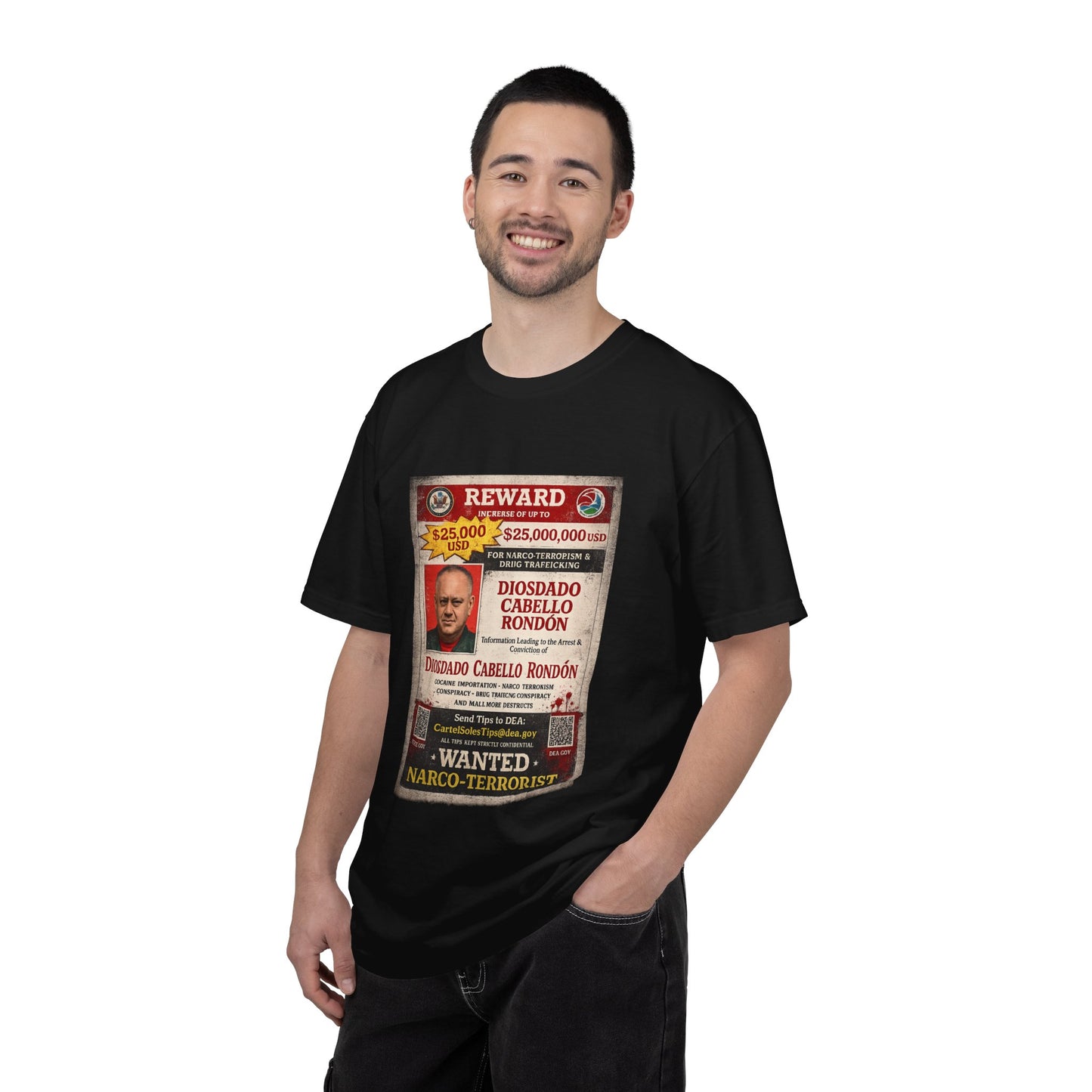 Wanted Poster T-Shirt — "Reward" Narco-Terrorist Graphic Tee