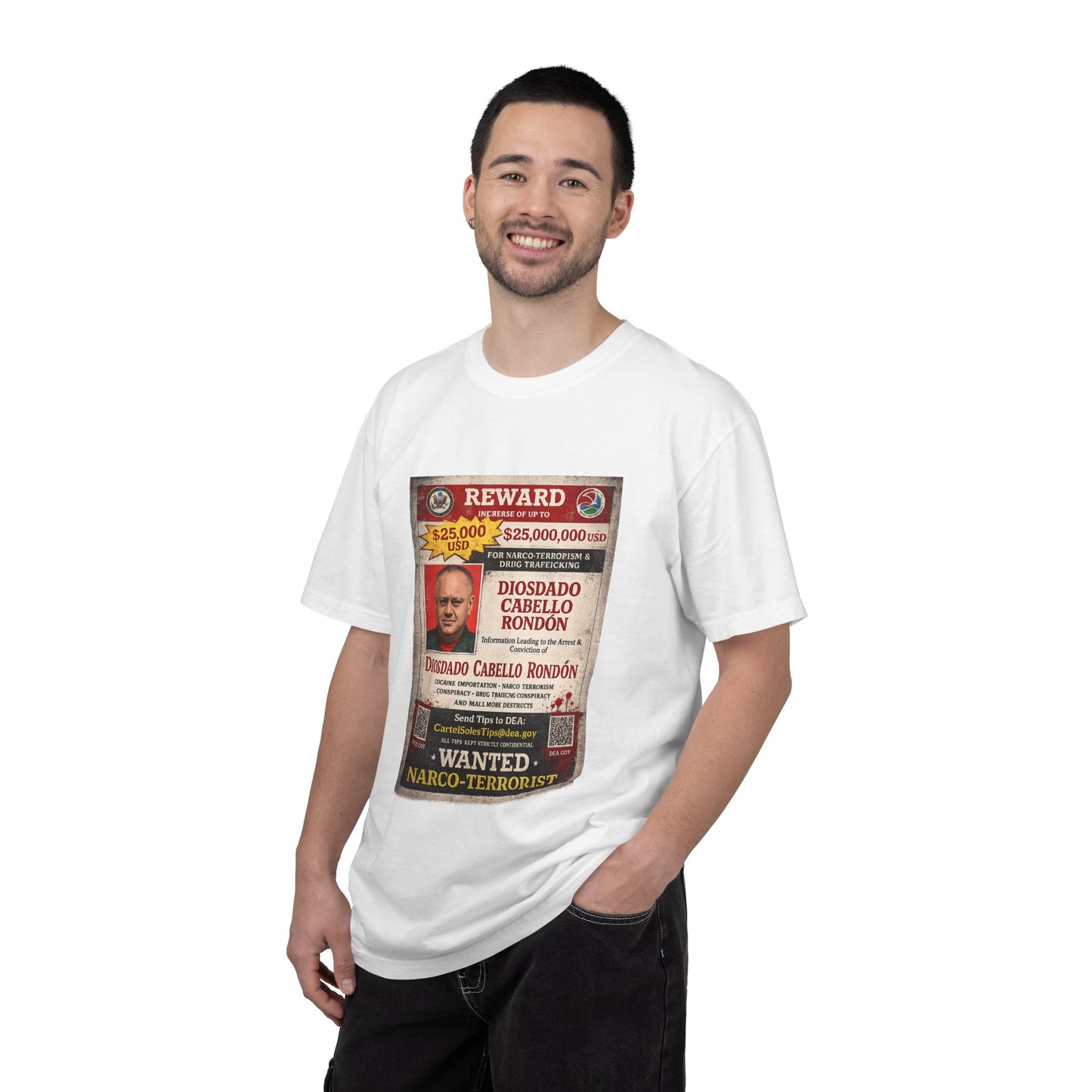 Wanted Poster T-Shirt — "Reward" Narco-Terrorist Graphic Tee