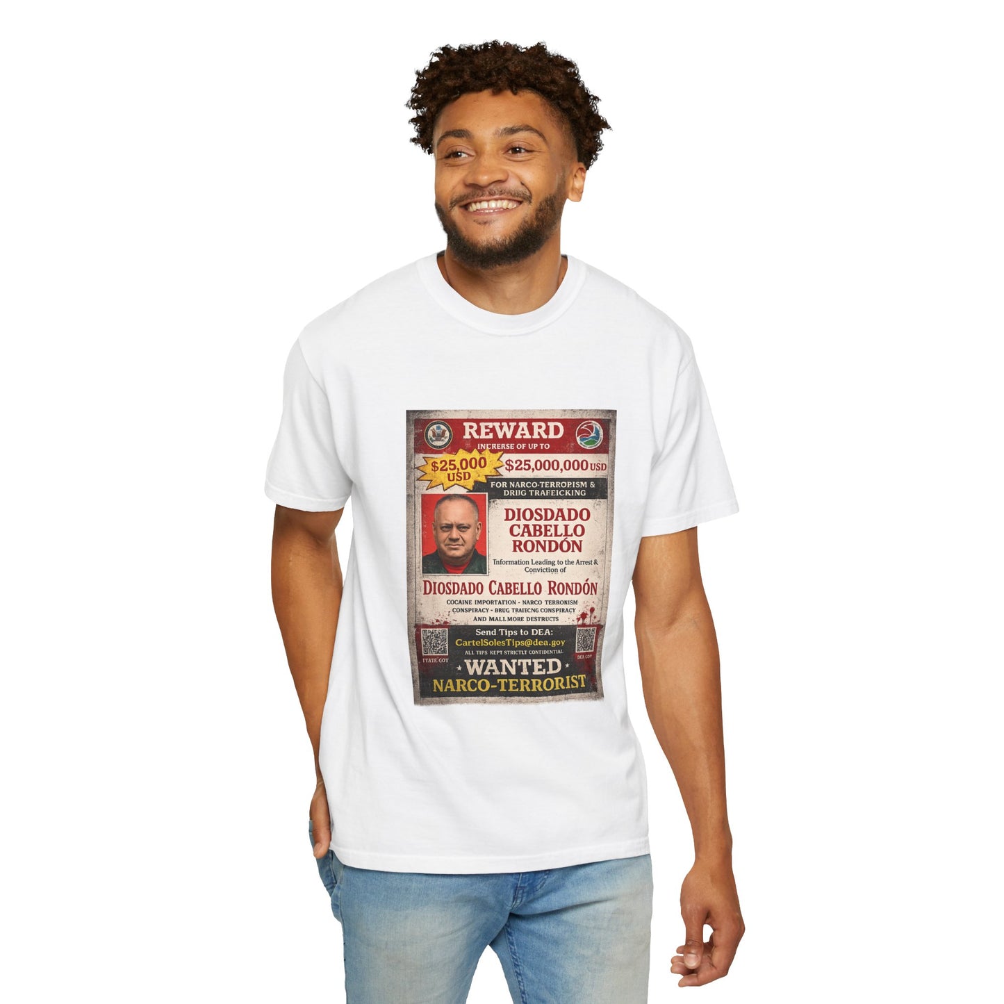 Wanted Poster T-Shirt — "Reward" Narco-Terrorist Graphic Tee