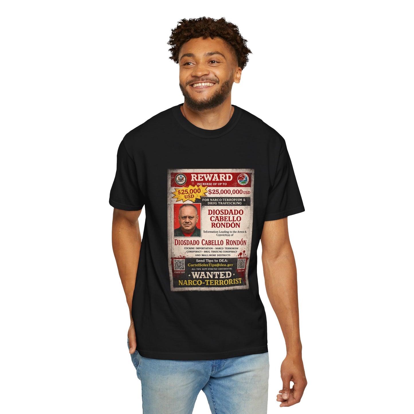 Wanted Poster T-Shirt — "Reward" Narco-Terrorist Graphic Tee
