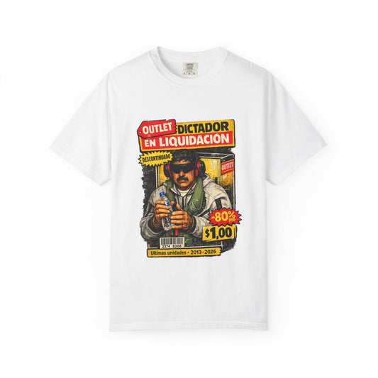 Graphic T-Shirt — 'Outlet Dictador en Liquidación' Retro Protest Design