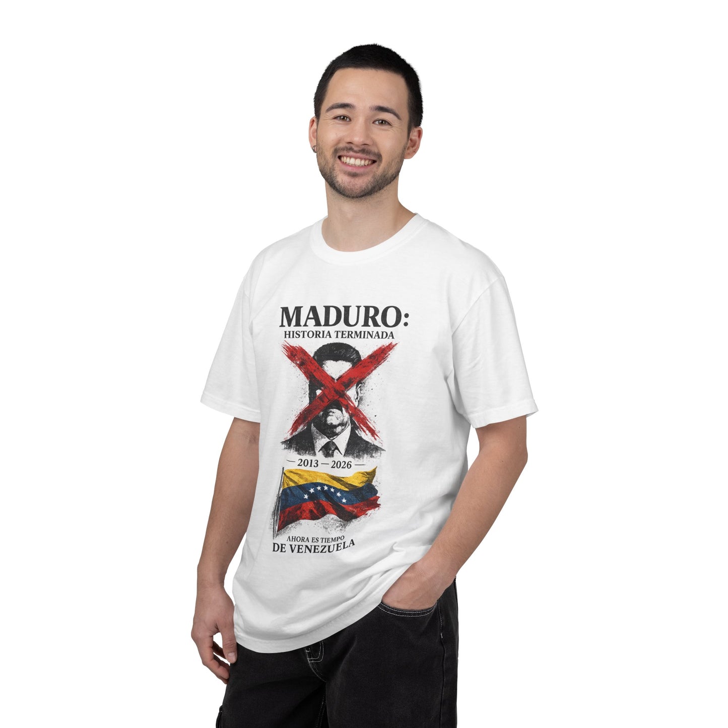 Political Protest T-Shirt — "Maduro: Historia Terminada" Venezuela Flag Design
